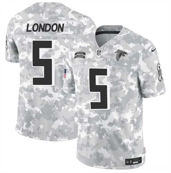 Mens Atlanta Falcons #5 Drake London 2024 F.U.S.E. Arctic Camo Salute to Service Limited Stitched Jersey Dzhi